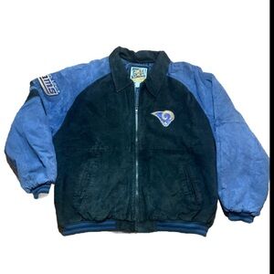 Vintage Leather Bomber Jacket NFL ST LOUIS RAMS Size 2XL